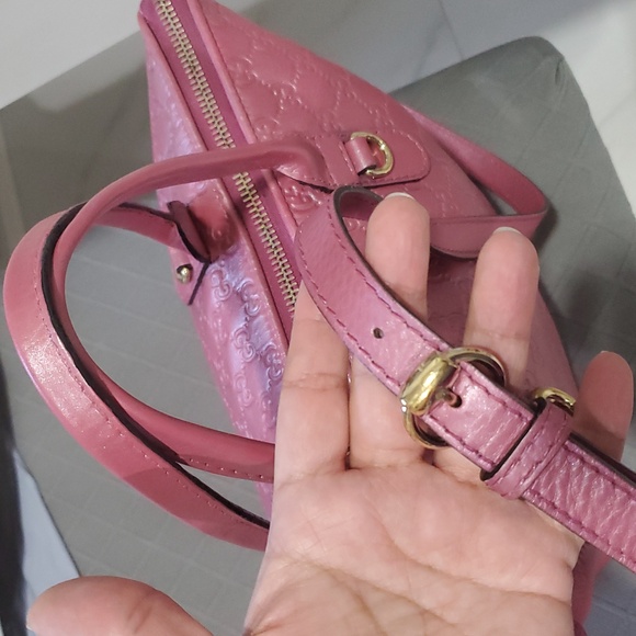 🇮🇹Gucci Guccissima Metallic Soft Heart Bit Leather Tote Bag In"Fresia Rose"💓 - Picture 12 of 17